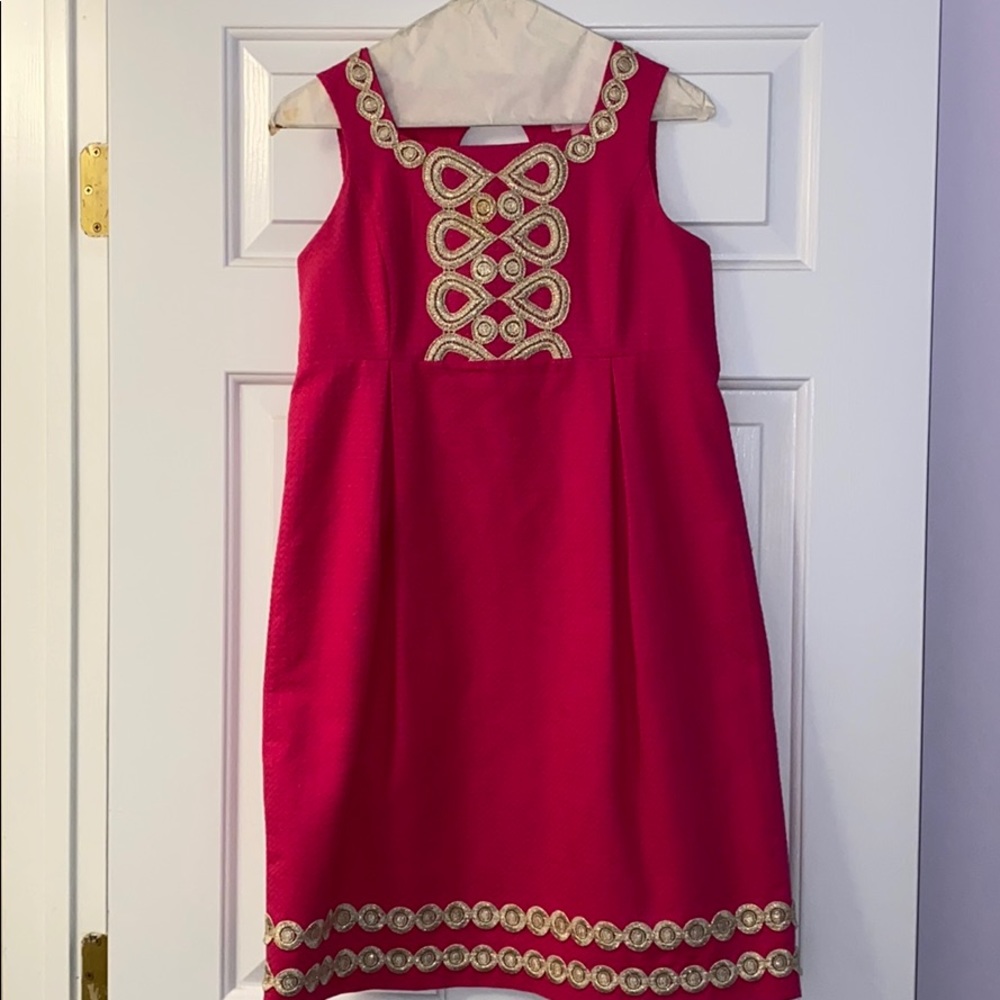 Kids Lily Pulitzer Pink and Gold Formal Sun Dress